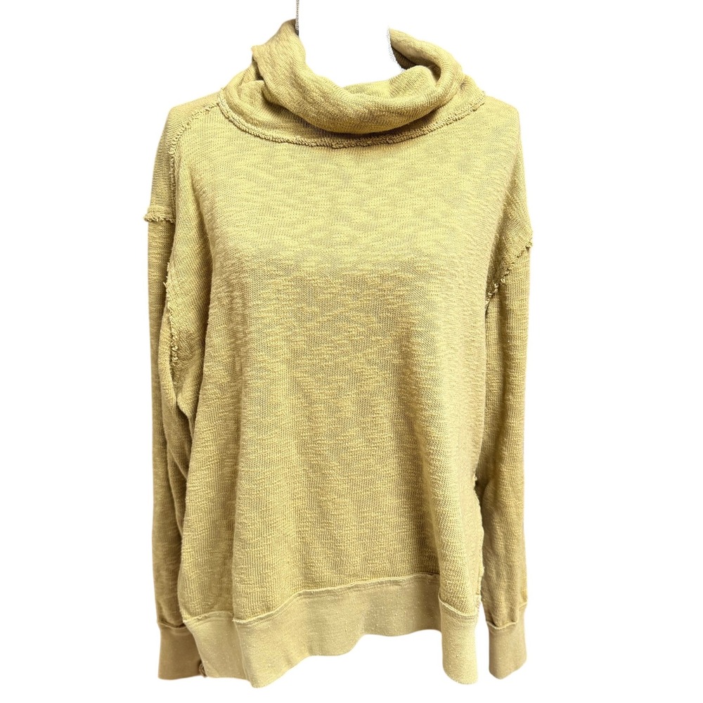 We The Free People Cowl Neck Pullover Mustard Yellow XS Oversized Lounge Cozy